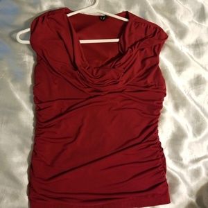 Dark Red Ruched Sleeveless Top